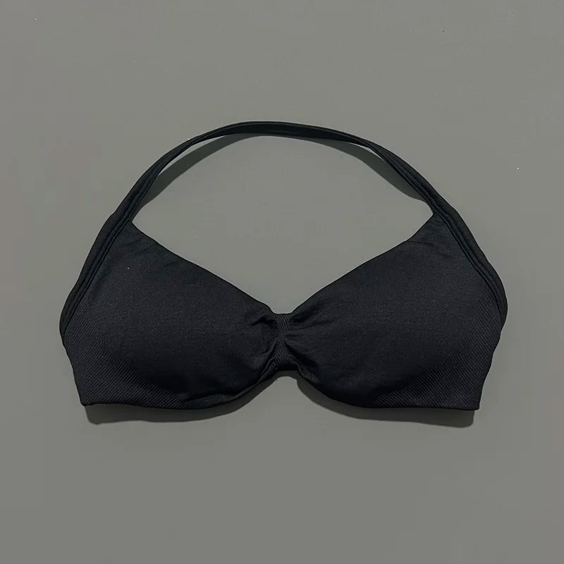 Impact Strappy Sports Bra – High Support Seamless Halter Top