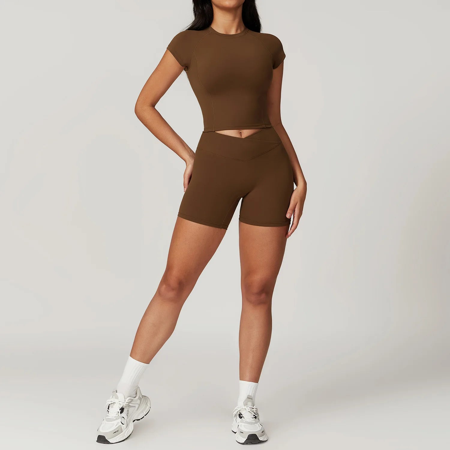 Angel Sculpt 2-Piece Short Sleeve Crop Top & High-Waist Leggings Set