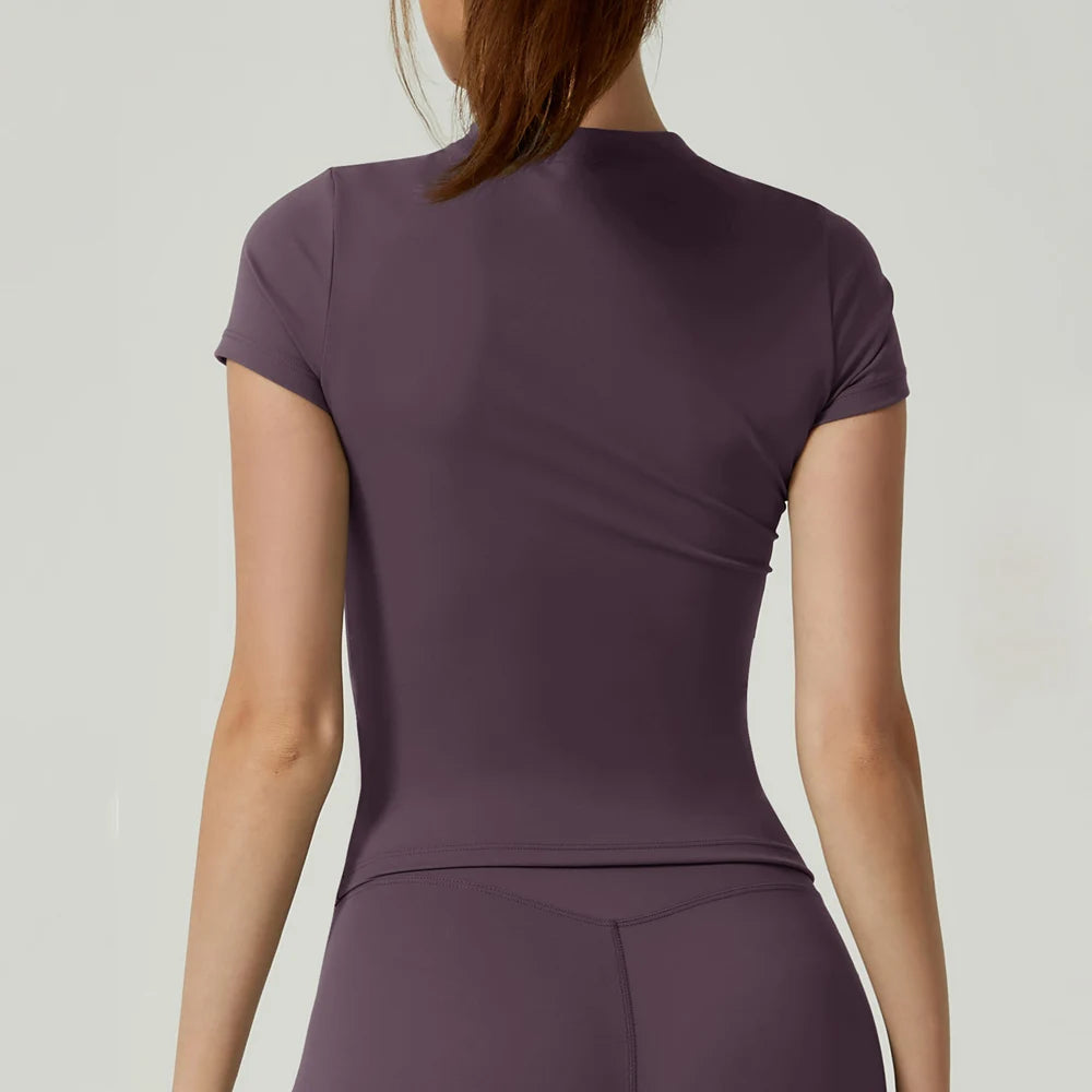 Seamless Gym Crop Top for Women Short Sleeve Yoga Top Running Sports T Shirts Fitness Workout Tee Sports Tops Activewear