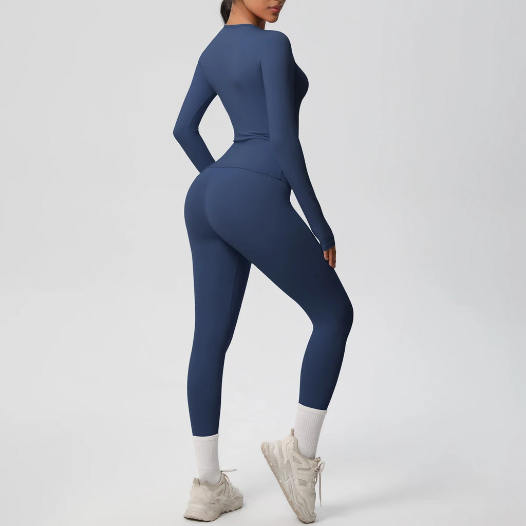 Amour Sculpted 2-Piece Set – Long Sleeve Crop Top & High-Waist Leggings