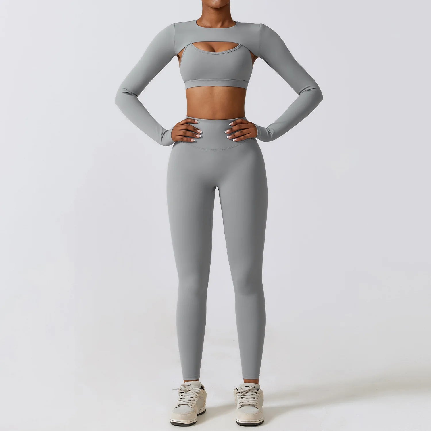 Women's 2-Piece Yoga Set – Leggings, & Long Sleeve Crop Top