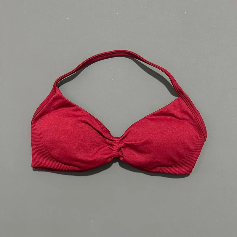 Impact Strappy Sports Bra – High Support Seamless Halter Top