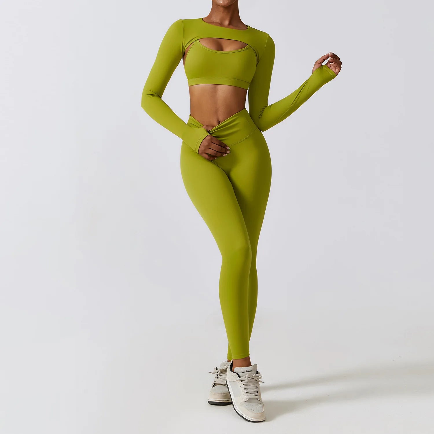 Women's 2-Piece Yoga Set – Leggings, & Long Sleeve Crop Top