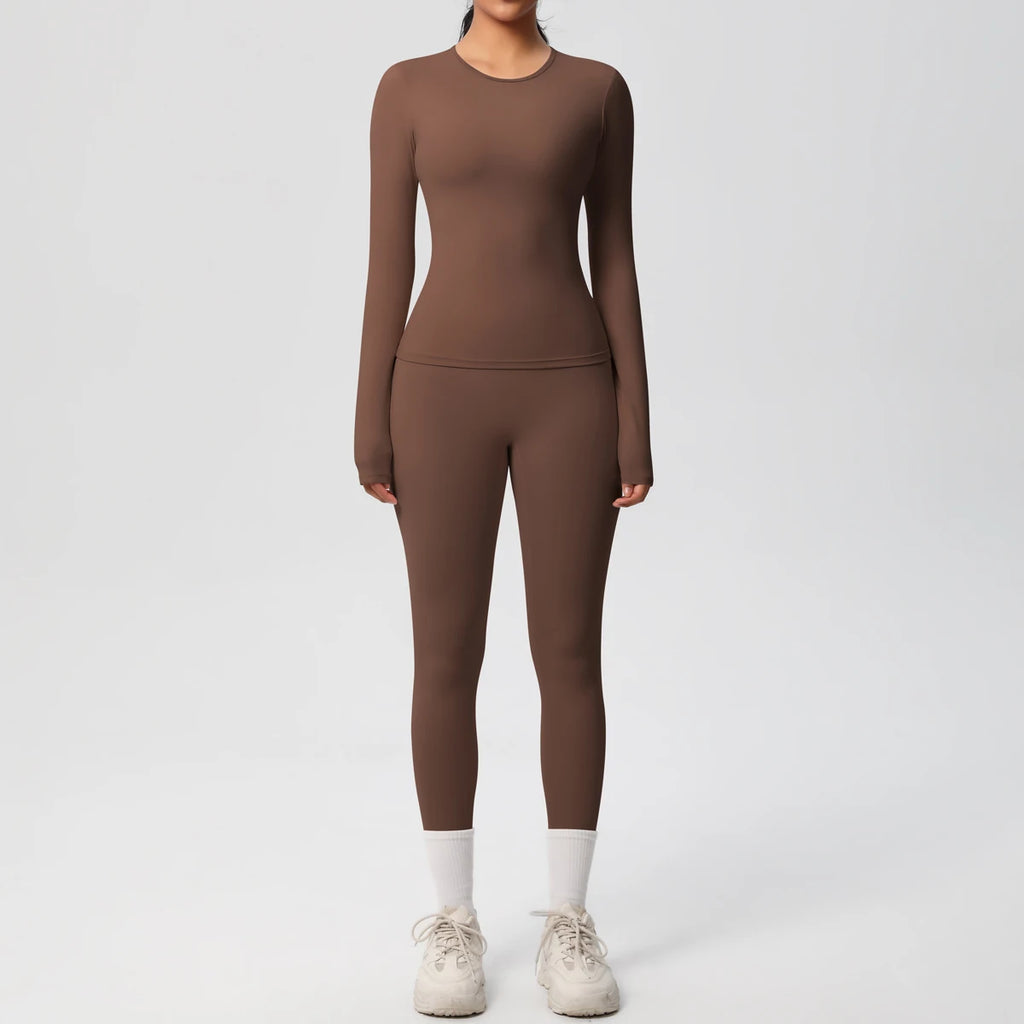 Amour Sculpted 2-Piece Set – Long Sleeve Crop Top & High-Waist Leggings