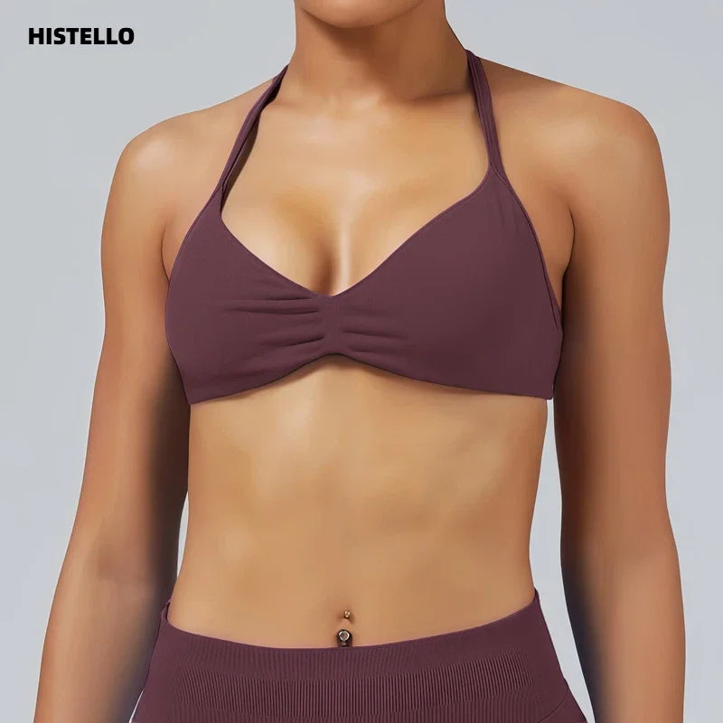 Impact Strappy Sports Bra – High Support Seamless Halter Top