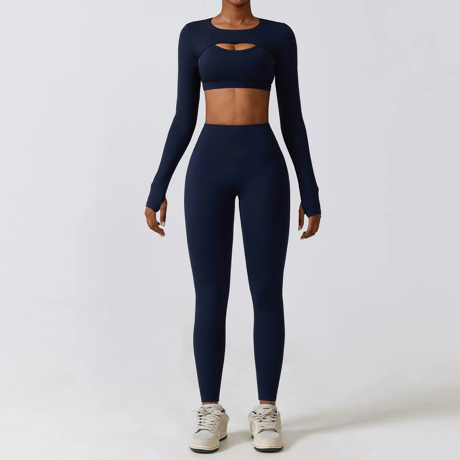 Women's 2-Piece Yoga Set – Leggings, & Long Sleeve Crop Top