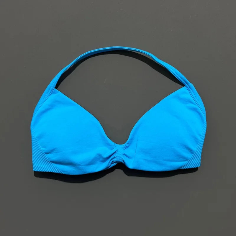 Impact Strappy Sports Bra – High Support Seamless Halter Top