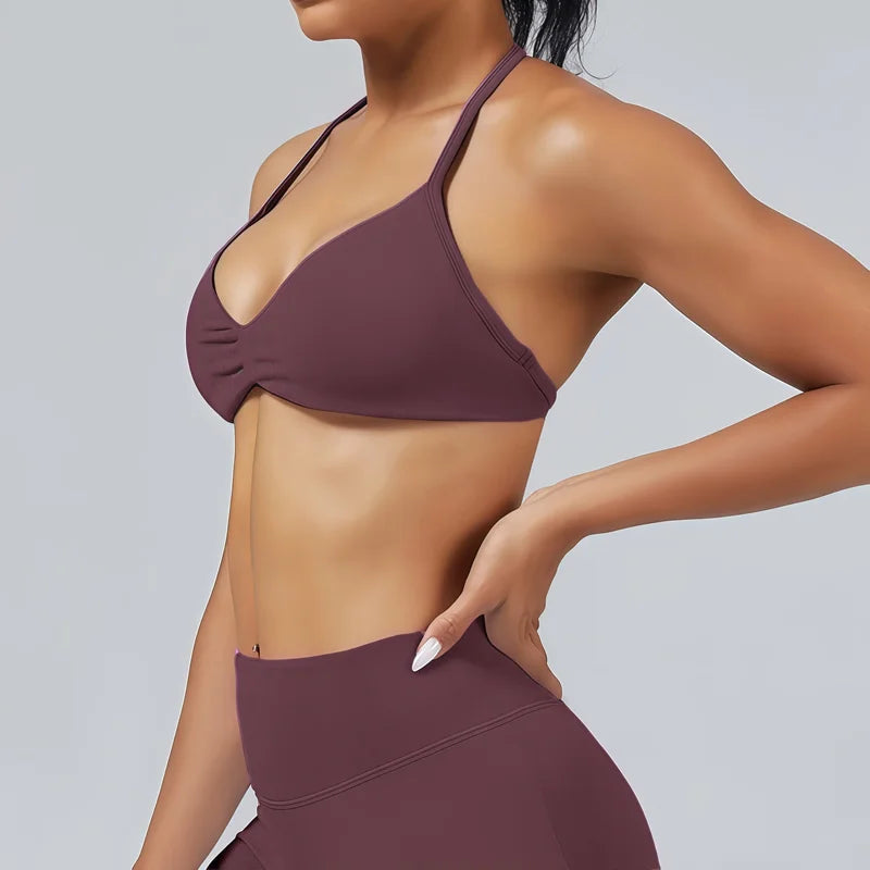 Impact Strappy Sports Bra – High Support Seamless Halter Top