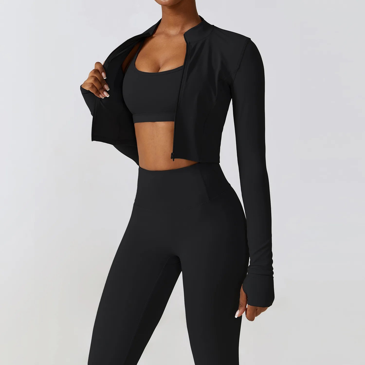 Women's 2-Piece Yoga Set – Leggings, & Long Sleeve Crop Top