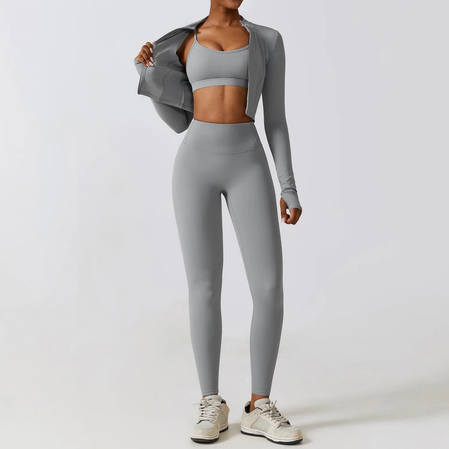 Women's 2-Piece Yoga Set – Leggings, & Long Sleeve Crop Top