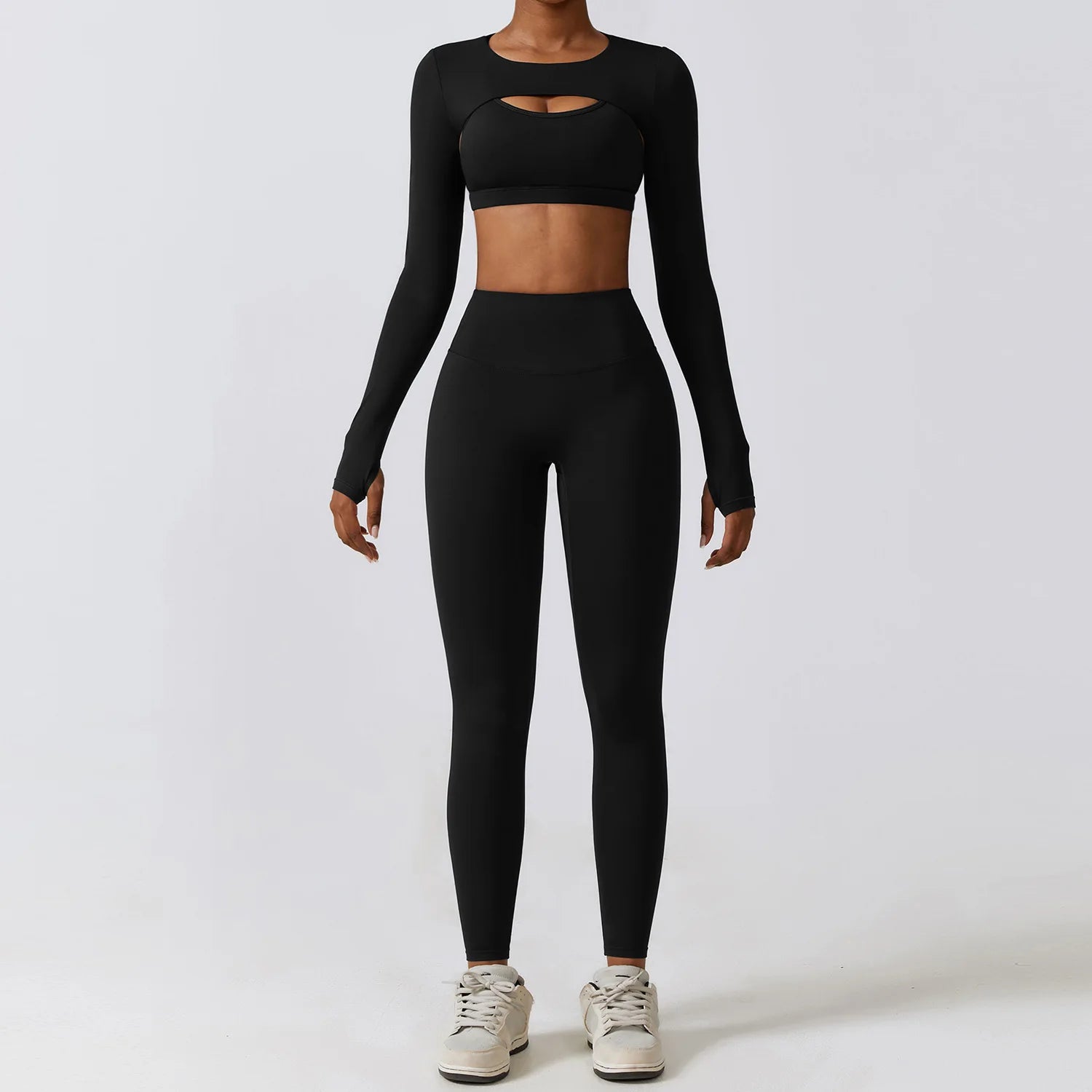 Women's 2-Piece Yoga Set – Leggings, & Long Sleeve Crop Top