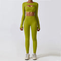 Women's 2-Piece Yoga Set – Leggings, & Long Sleeve Crop Top