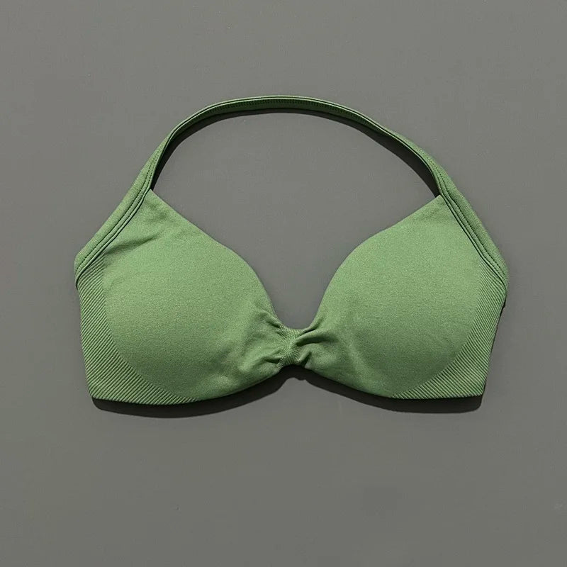 Impact Strappy Sports Bra – High Support Seamless Halter Top