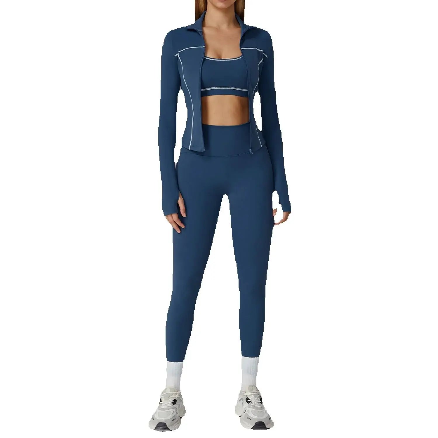 Boss Babe 3-Piece Yoga & Gym Set – High-Waist Leggings, Sports Bra & Tracksuit for Women