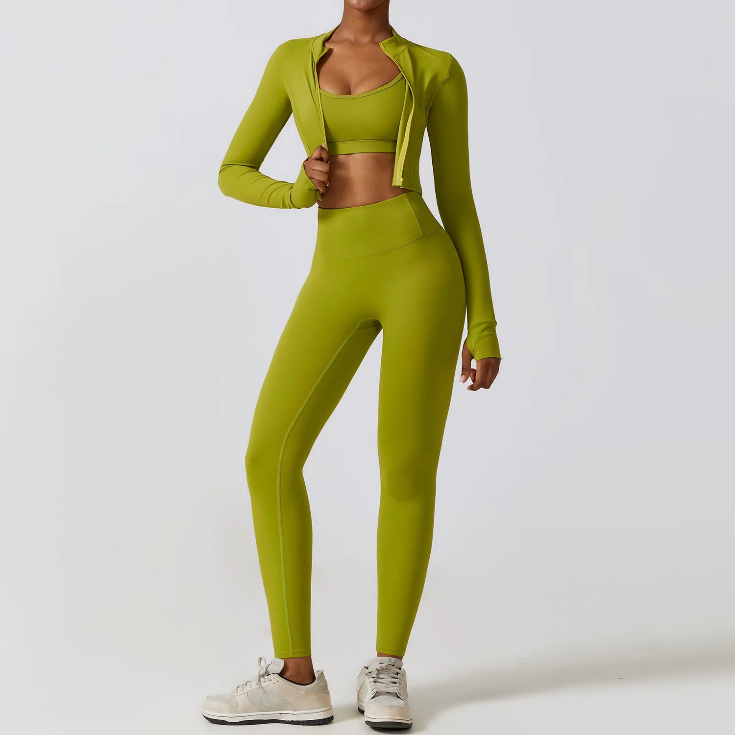 Women's 2-Piece Yoga Set – Leggings, & Long Sleeve Crop Top