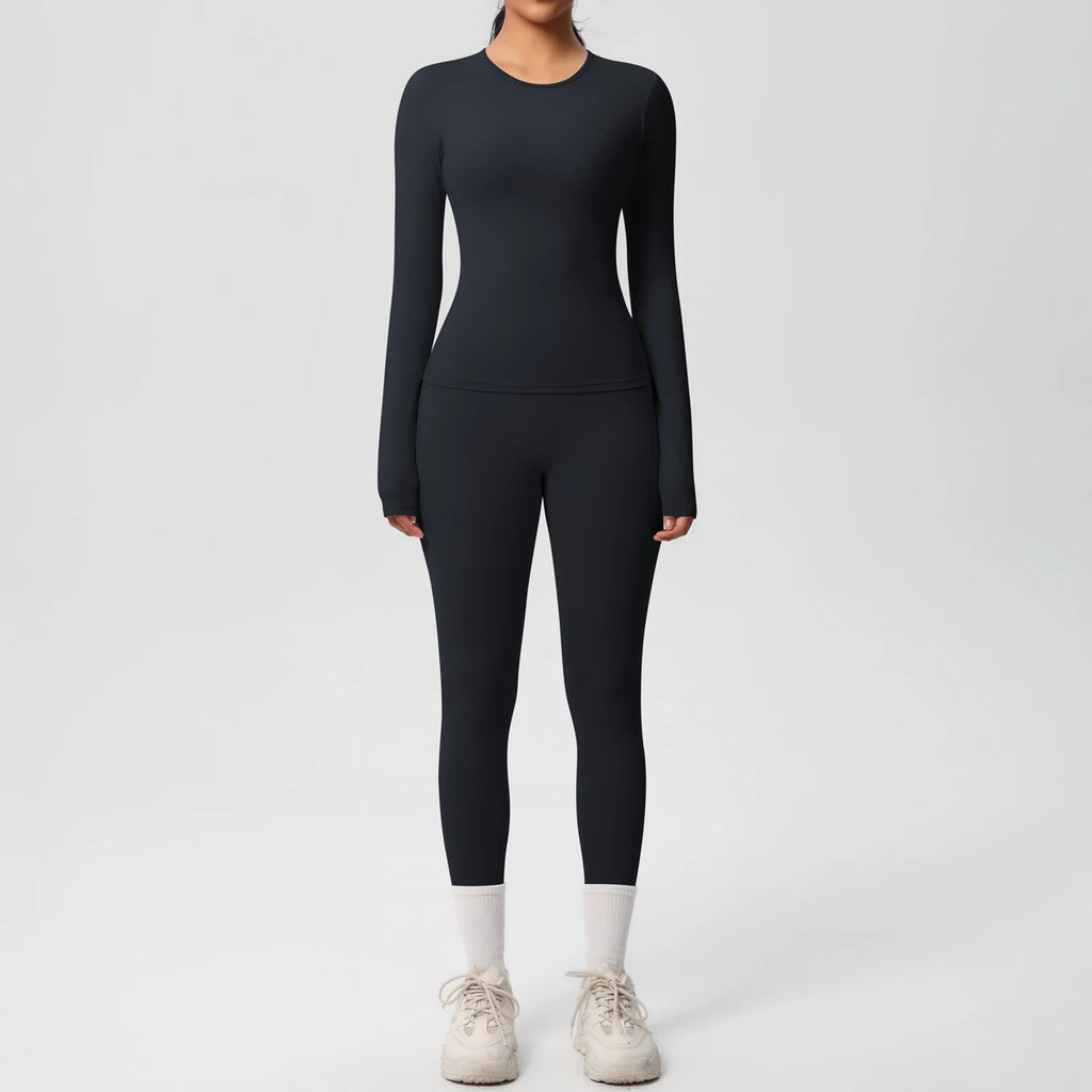 Amour Sculpted 2-Piece Set – Long Sleeve Crop Top & High-Waist Leggings