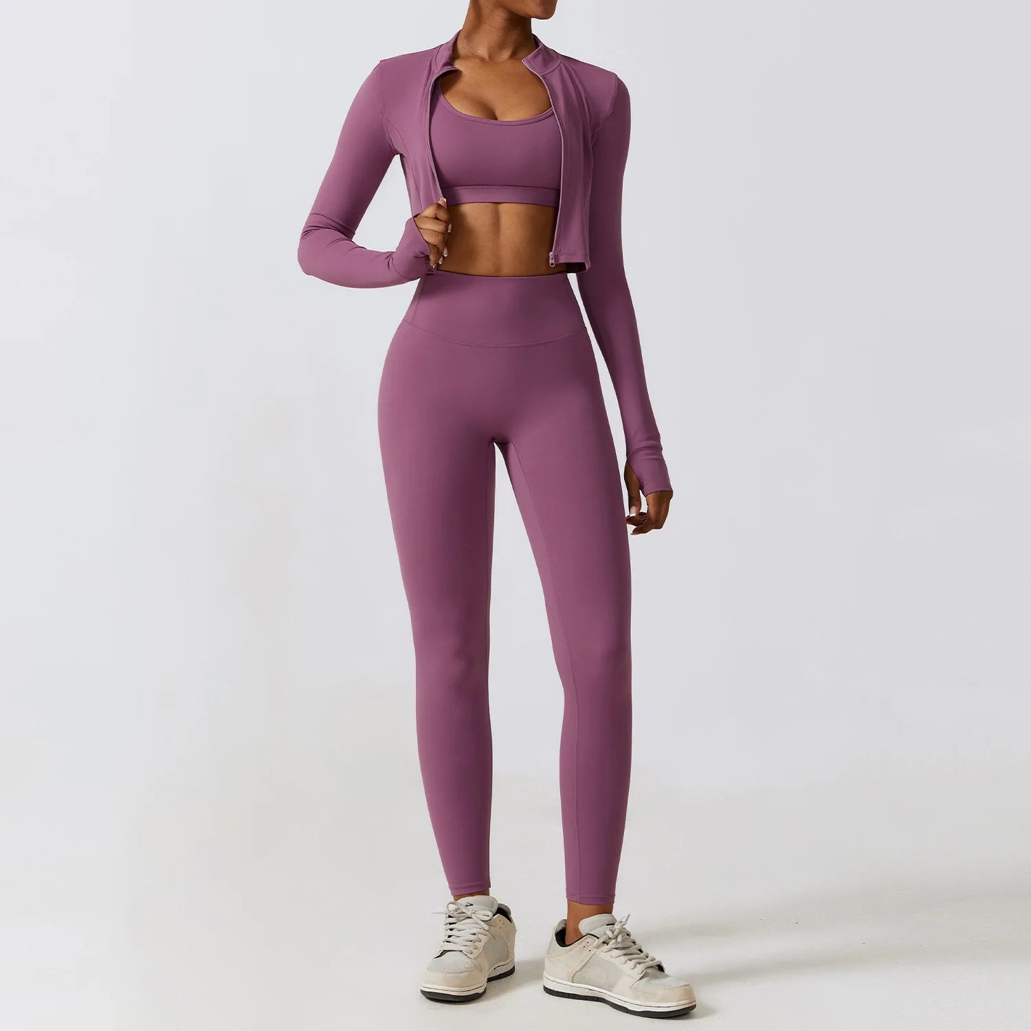 Women's 2-Piece Yoga Set – Leggings, & Long Sleeve Crop Top