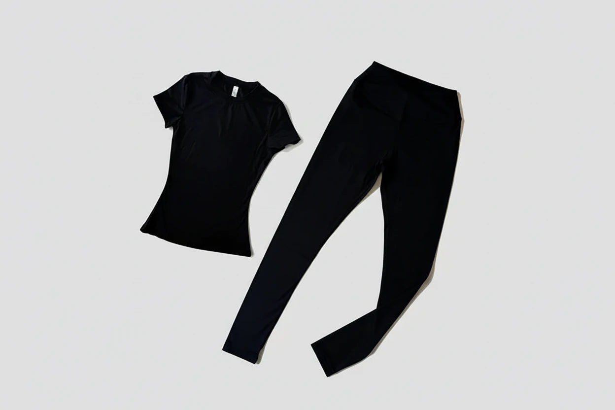 Sculpted Fit 2-Piece Yoga Set – Short Sleeve Crop Top & High-Waist Leggings