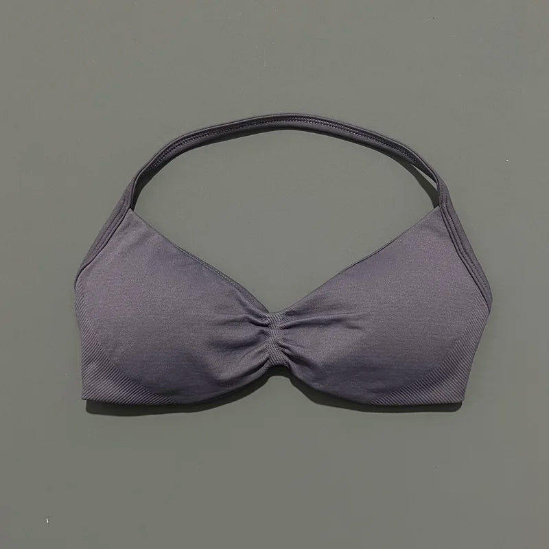 Impact Strappy Sports Bra – High Support Seamless Halter Top