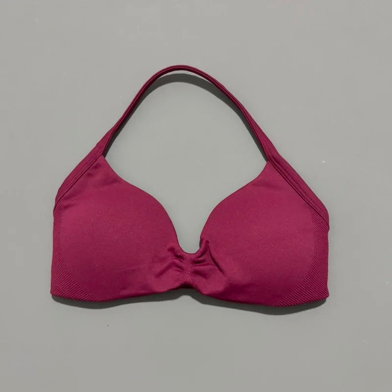 Impact Strappy Sports Bra – High Support Seamless Halter Top