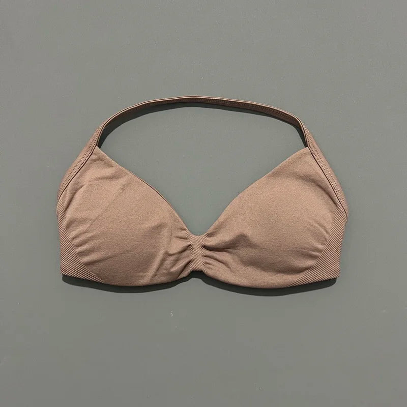 Impact Strappy Sports Bra – High Support Seamless Halter Top